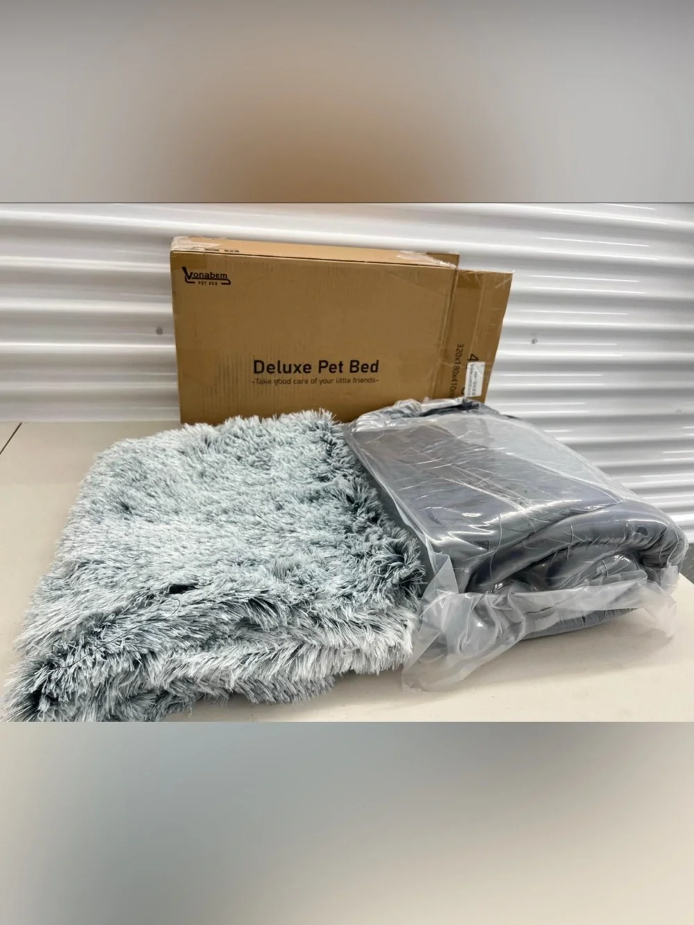 Deluxe Plush Dog Bed - Light Gray Ultra Soft Pet Mattress